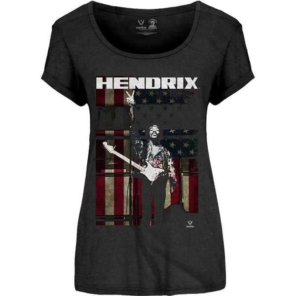 Jimi Hendrix Ladies T-Shirt: Peace Flag (Large)