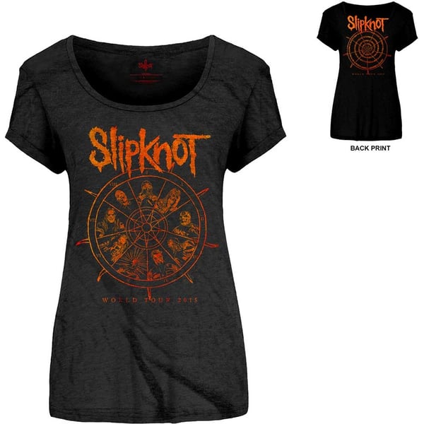 Slipknot Ladies Scoop Neck T-Shirt: The Wheel (Back Print) (Large)