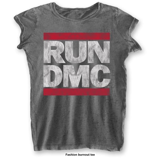 Run DMC Ladies Burn Out T-Shirt: DMC Logo (Small)