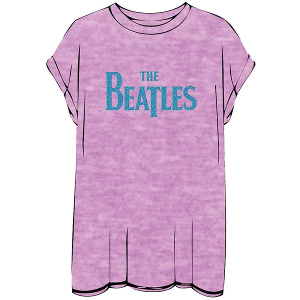 The Beatles Ladies Fashion Tee: Drop T Logo with Burn Out Finishing and Caviar Bead Application (Medium)