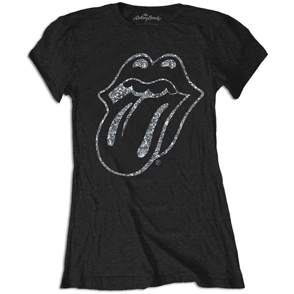 The Rolling Stones Ladies Diamante T-Shirt: Tongue (Small)
