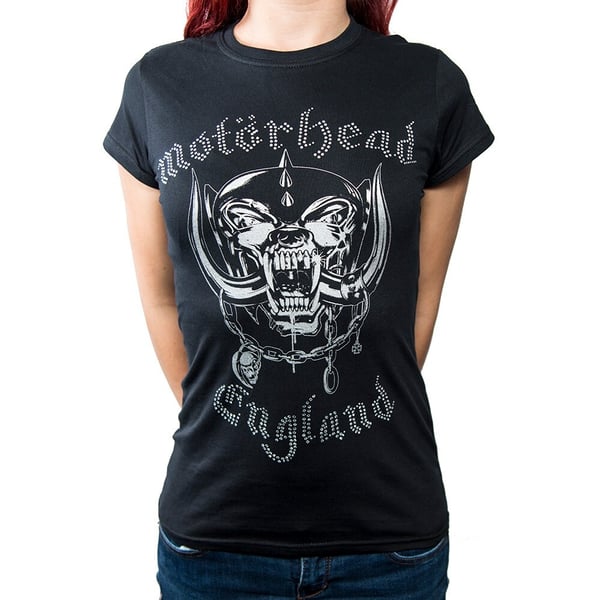 Motorhead Ladies Fashion Tee: England (Diamante) (X-Large)