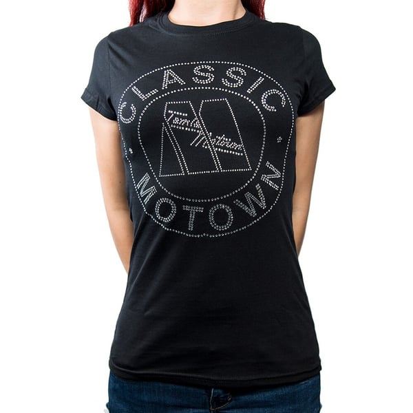 Motown Records Ladies Diamante T-Shirt: Classic (Large)
