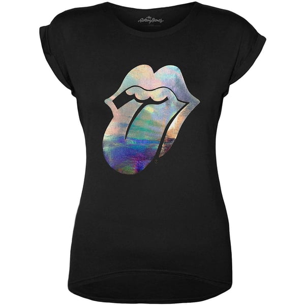The Rolling Stones Ladies T-Shirt: Foil Tongue (Foiled) (Large)