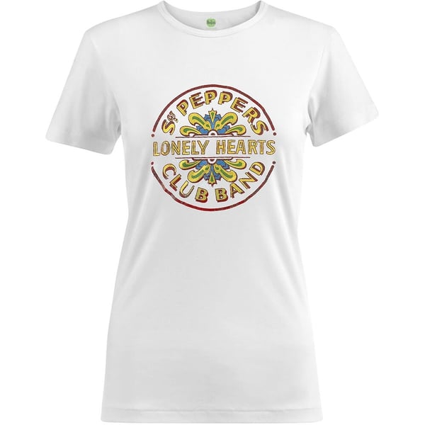 The Beatles Ladies T-Shirt: Sgt Pepper Drum Colour (Foiled) (X-Large)