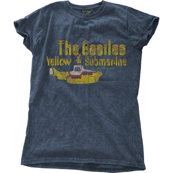 The Beatles Ladies Fashion Tee: Yellow Submarine Nothing Is Real with Snow Wash Finishing (Medium)