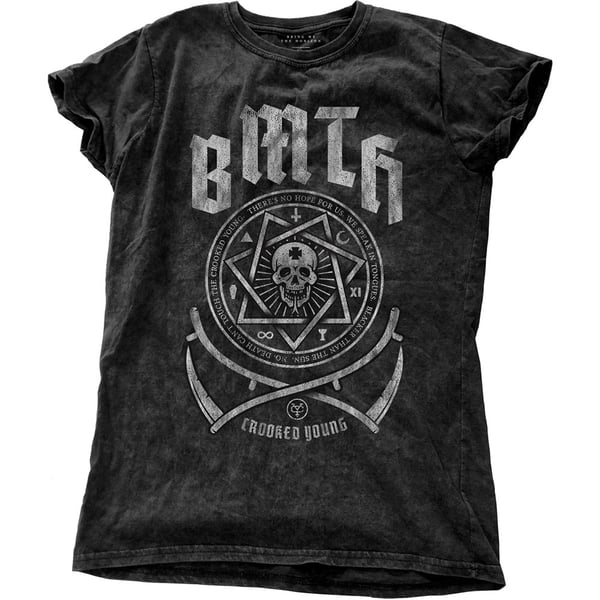 Bring Me The Horizon Ladies Snow Wash T-Shirt: Crooked (Large)