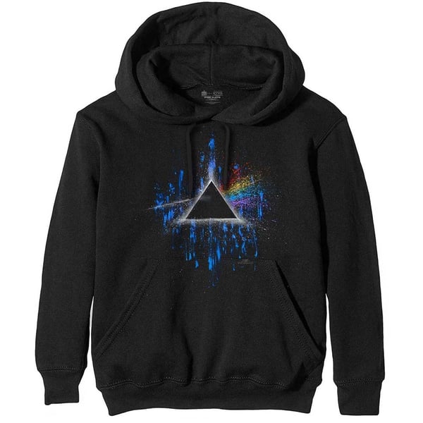 Pink Floyd Unisex Pullover Hoodie: Dark Side of the Moon Blue Splatter (Small)