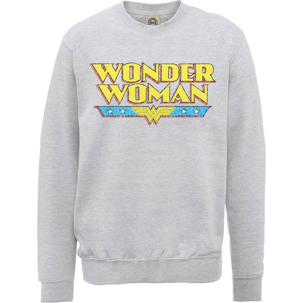 DC Comics Unisex Sweatshirt: Wonder Woman Logo Crackle (Large)