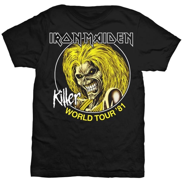 Iron Maiden Unisex T-Shirt: Killer World Tour 81 (Large)