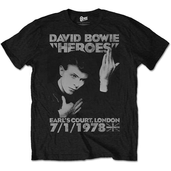 David Bowie Unisex T-Shirt: Heroes Earls Court (Large)