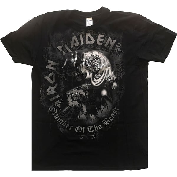 Iron Maiden Unisex T-Shirt: Number of the Beast Grey Tone (X-Large)