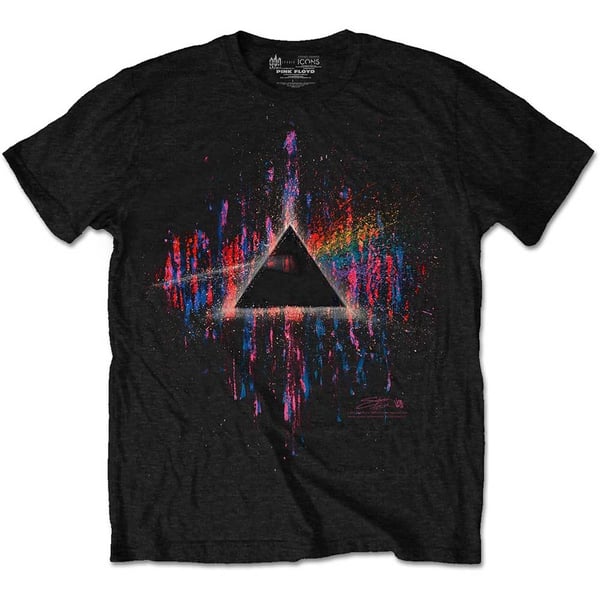 Pink Floyd Unisex T-Shirt: Dark Side of the Moon Pink Splatter (Large)