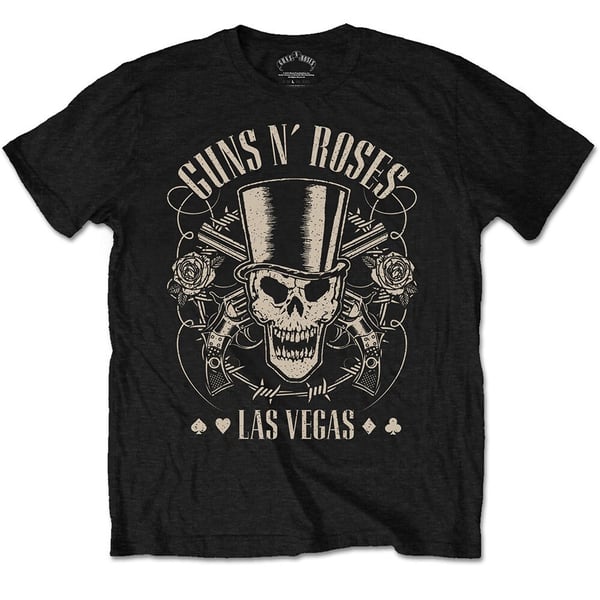 Guns N' Roses Unisex T-Shirt: Top Hat, Skull & Pistols Las Vegas (X-Large)