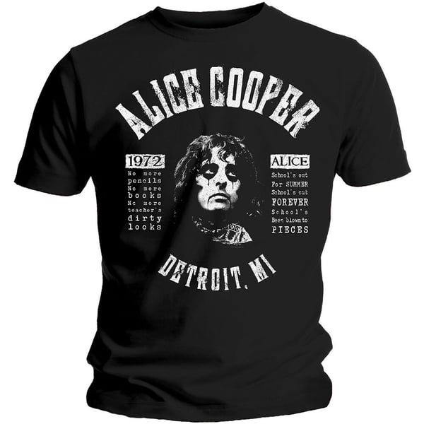 Alice Cooper Unisex T-Shirt: School's Out Lyrics (Small)