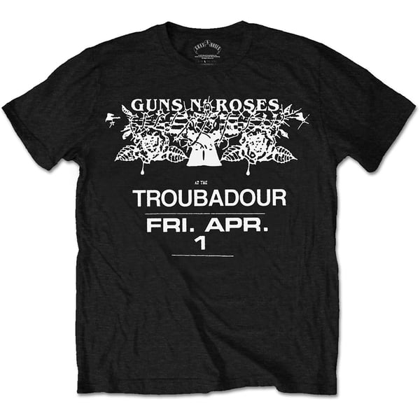 Guns N' Roses Unisex T-Shirt: Troubadour Flyer (Small)