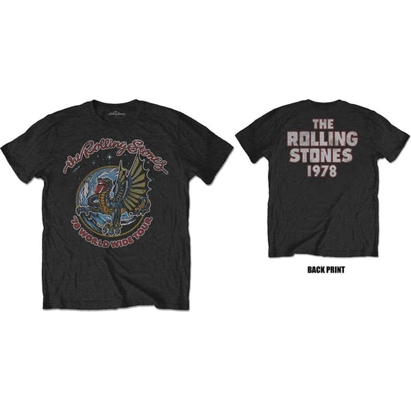 The Rolling Stones Unisex T-Shirt: Dragon '78 (Back Print) (Small)