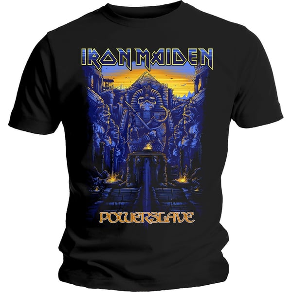 Iron Maiden Unisex T-Shirt: Dark Ink Powerslaves (Medium)