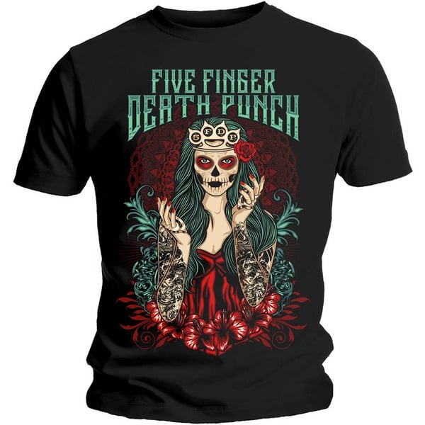 Five Finger Death Punch Unisex T-Shirt: Lady Muerta (Large)