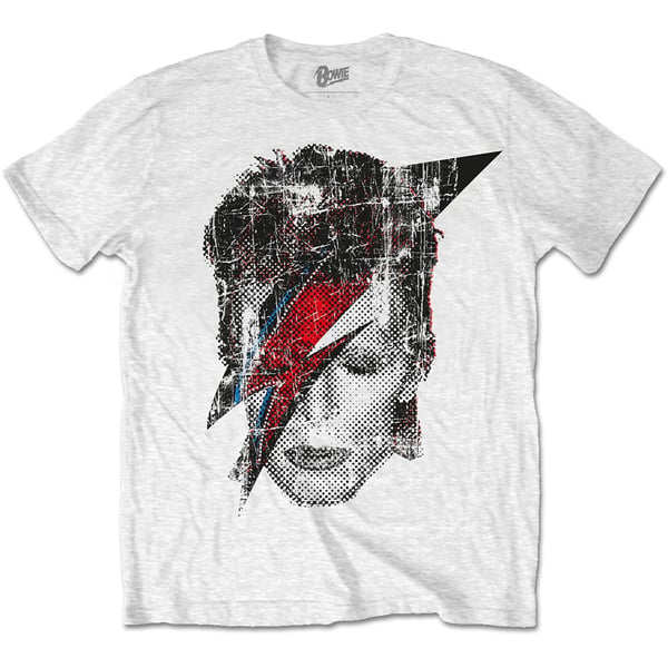 David Bowie Unisex T-Shirt: Halftone Flash Face (X-Large)