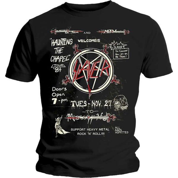 Slayer Unisex T-Shirt: Haunting 84 Flier (X-Large)