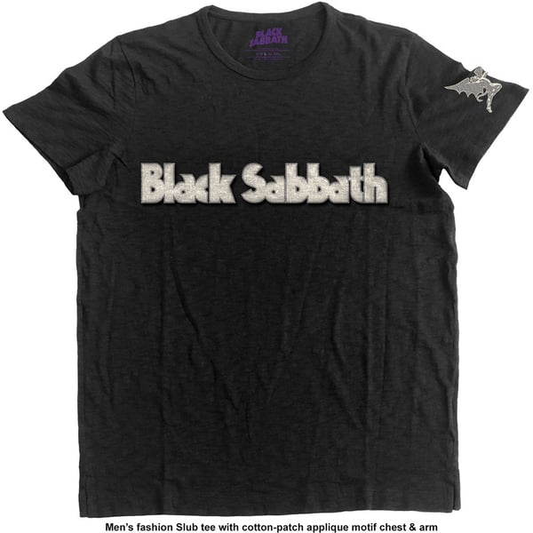 Black Sabbath Unisex Applique T-Shirt: Logo & Daemon (Small)