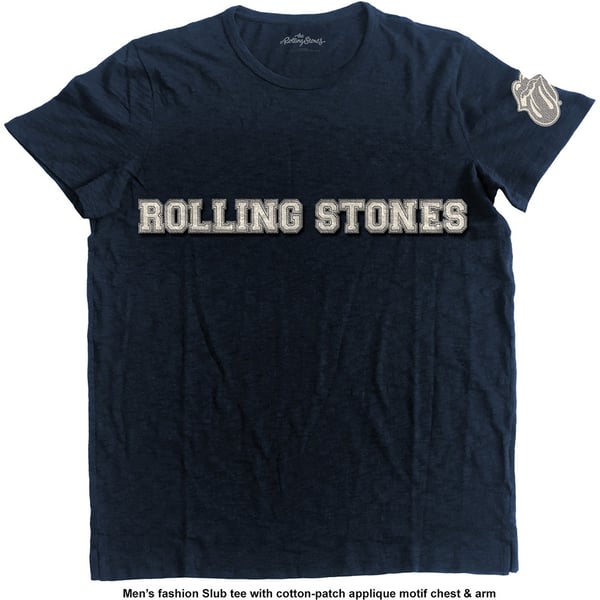The Rolling Stones Unisex Applique T-Shirt: Logo & Tongue (Small)