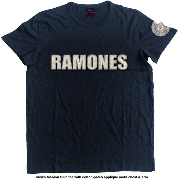 Ramones Unisex Applique T-Shirt: Logo & Presidential Seal (Large)