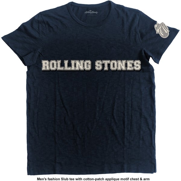 The Rolling Stones Unisex Applique T-Shirt: Logo & Tongue (Large)