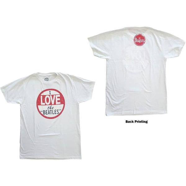 The Beatles Unisex T-Shirt: I Love The Beatles (Back Print) (Medium)