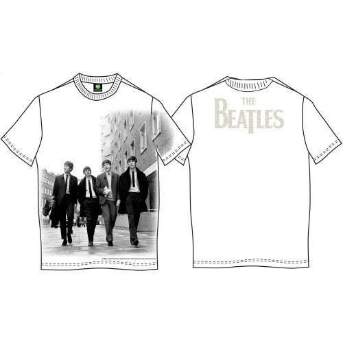 The Beatles Unisex Premium Tee: Walking in London (Back Print) (Medium)