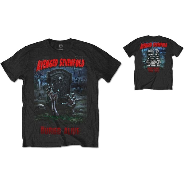 Avenged Sevenfold Unisex T-Shirt: Buried Alive Tour 2012 (Back Print) (Large)