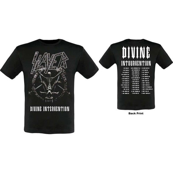 Slayer Unisex T-Shirt: Divine Intervention 2014 Dates (Back Print/Ex. Tour) (Small)