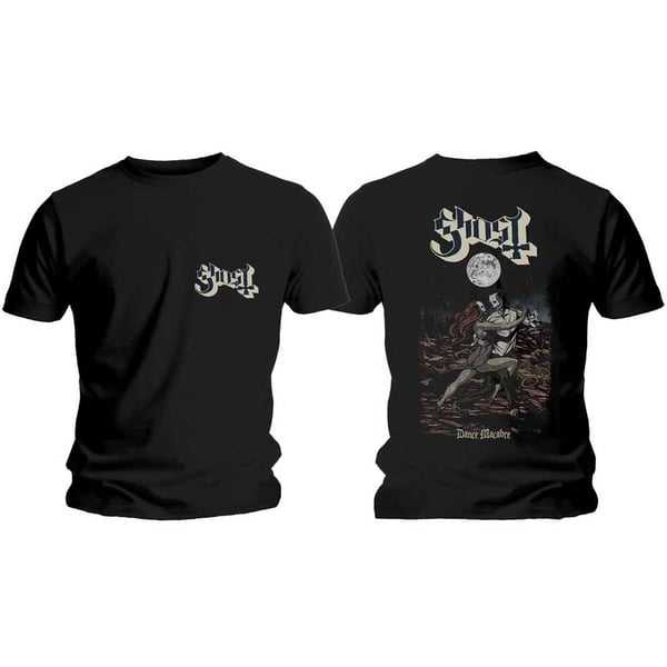 Ghost Unisex Tee: Dance Macabre Cover & Logo (Back Print) (Medium)