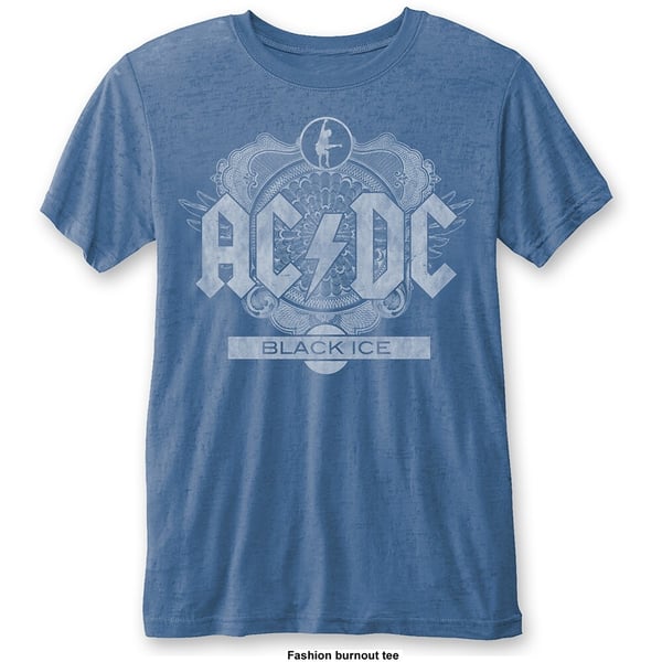 AC/DC Unisex Fashion Tee: Black Ice (Burn Out) (Small)
