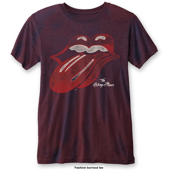 The Rolling Stones Unisex Burn Out T-Shirt: Vintage Tongue (Medium)
