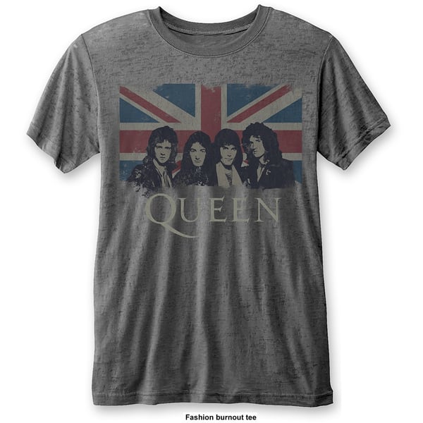 Queen Unisex Burn Out T-Shirt: Vintage Union Jack (XX-Large)