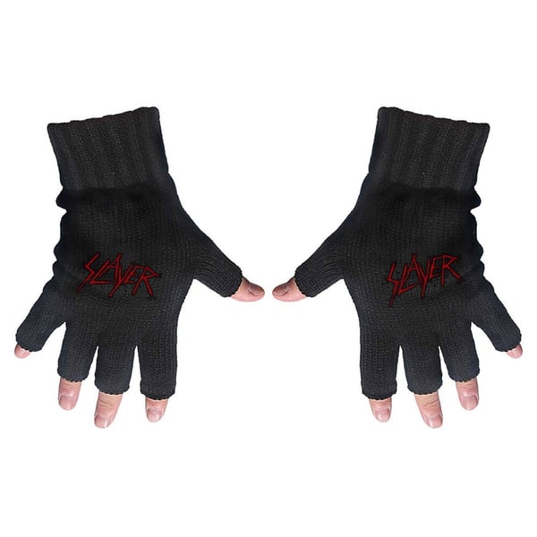 Slayer Unisex Fingerless Gloves: Scratched Logo