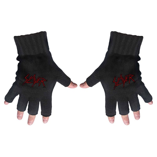 Slayer Unisex Fingerless Gloves: Scratched Logo
