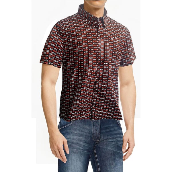 AC/DC Unisex Casual Shirt: Logo (All Over Print) (Small)