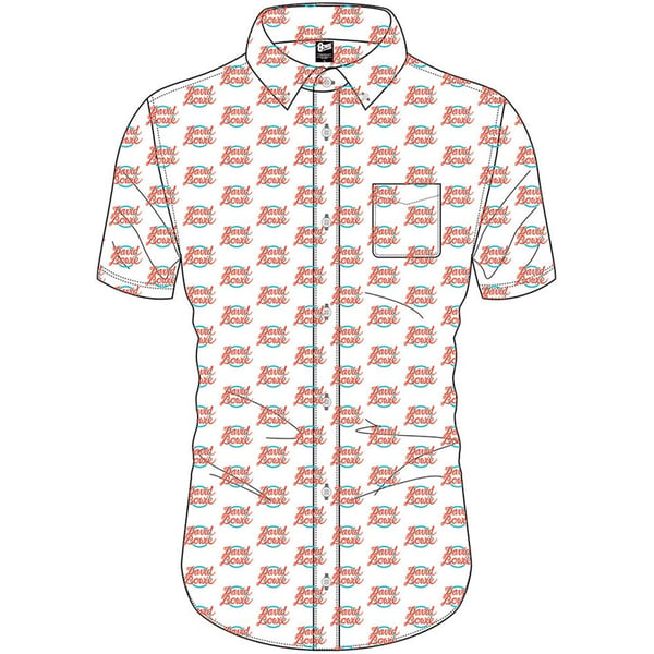 David Bowie Unisex Casual Shirt: Logo Pattern (All Over Print) (Large)