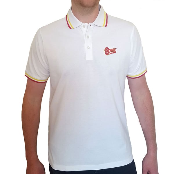 David Bowie Unisex Polo Shirt: Flash Logo (Large)
