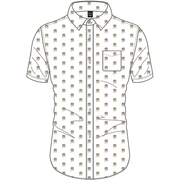 Queen Unisex Casual Shirt: Crest Pattern (All Over Print) (Large)