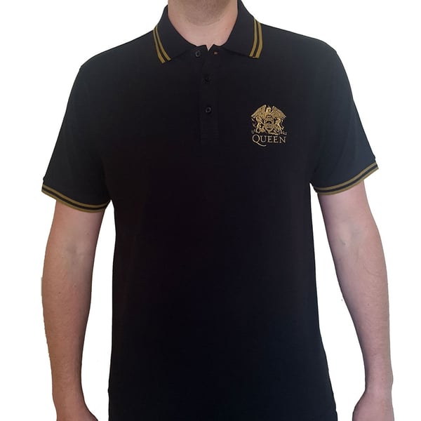 Queen Unisex Polo Shirt: Crest Logo (Small)