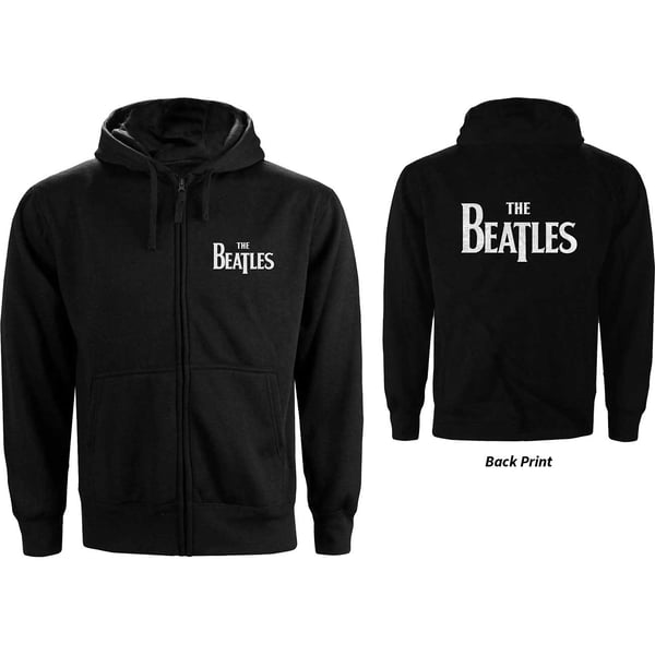 The Beatles Unisex Zipped Hoodie: Drop T Logo (Back Print) (Medium)
