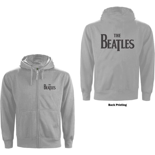 The Beatles Unisex Zipped Hoodie: Drop T Logo (Back Print) (X-Large)