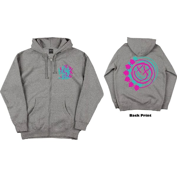 Blink-182 Unisex Zipped Hoodie: Double Six Arrow Smiley (Back Print) (XXX-Large)