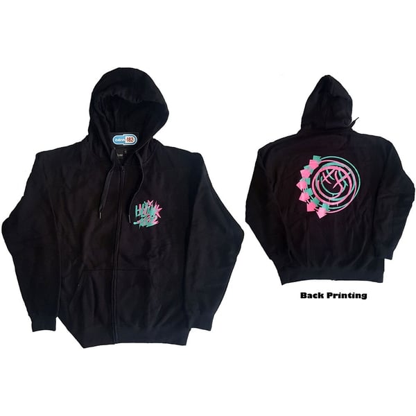 Blink-182 Unisex Zipped Hoodie: Double Six Arrow Smiley (Back Print) (Small)