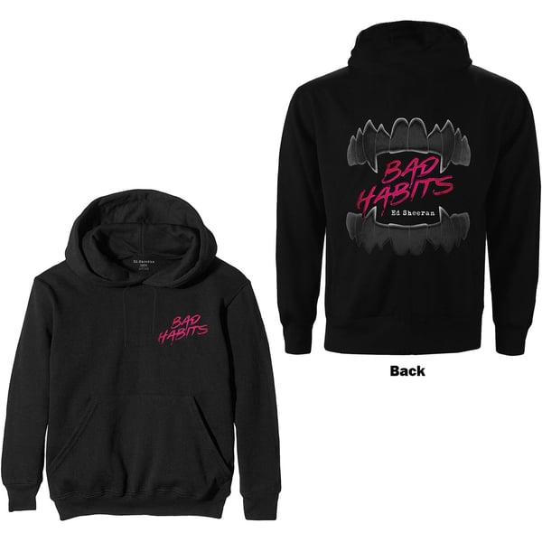 Ed Sheeran Unisex Pullover Hoodie: Bad Habits (Back Print) (Medium)