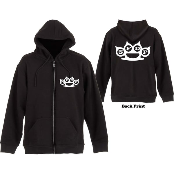 Five Finger Death Punch Unisex Zipped Hoodie: Knuckles (Back Print) (Small)